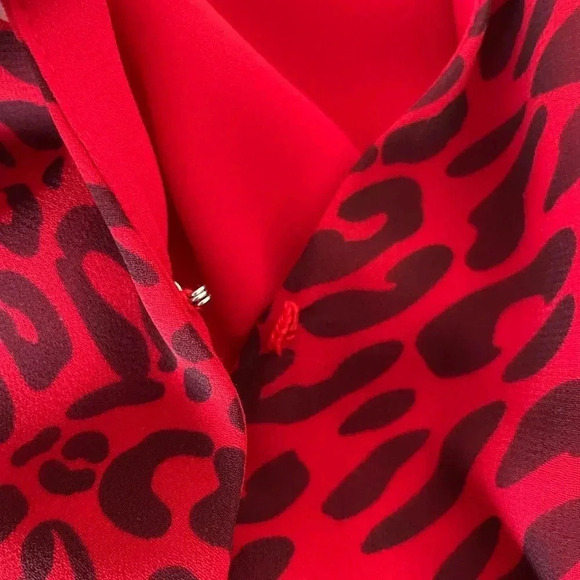 Fame and Partners red leopard side wrap ruffle maxi dress - Picture 6 of 7